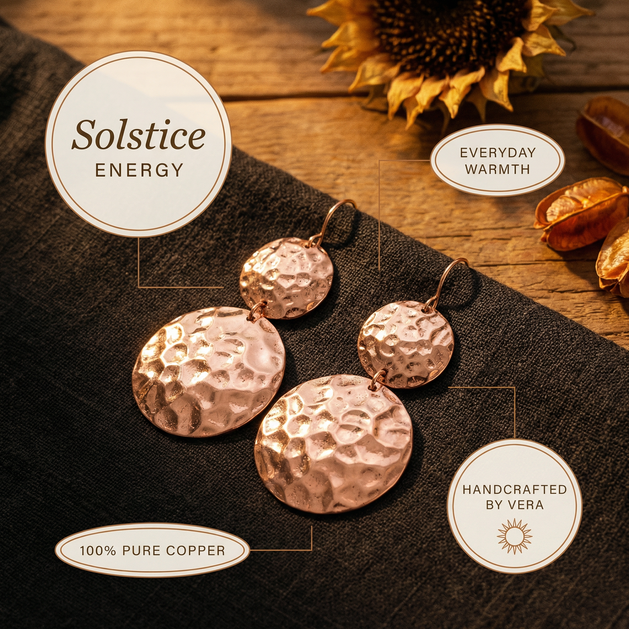 Vera's Solstice Copper Earrings