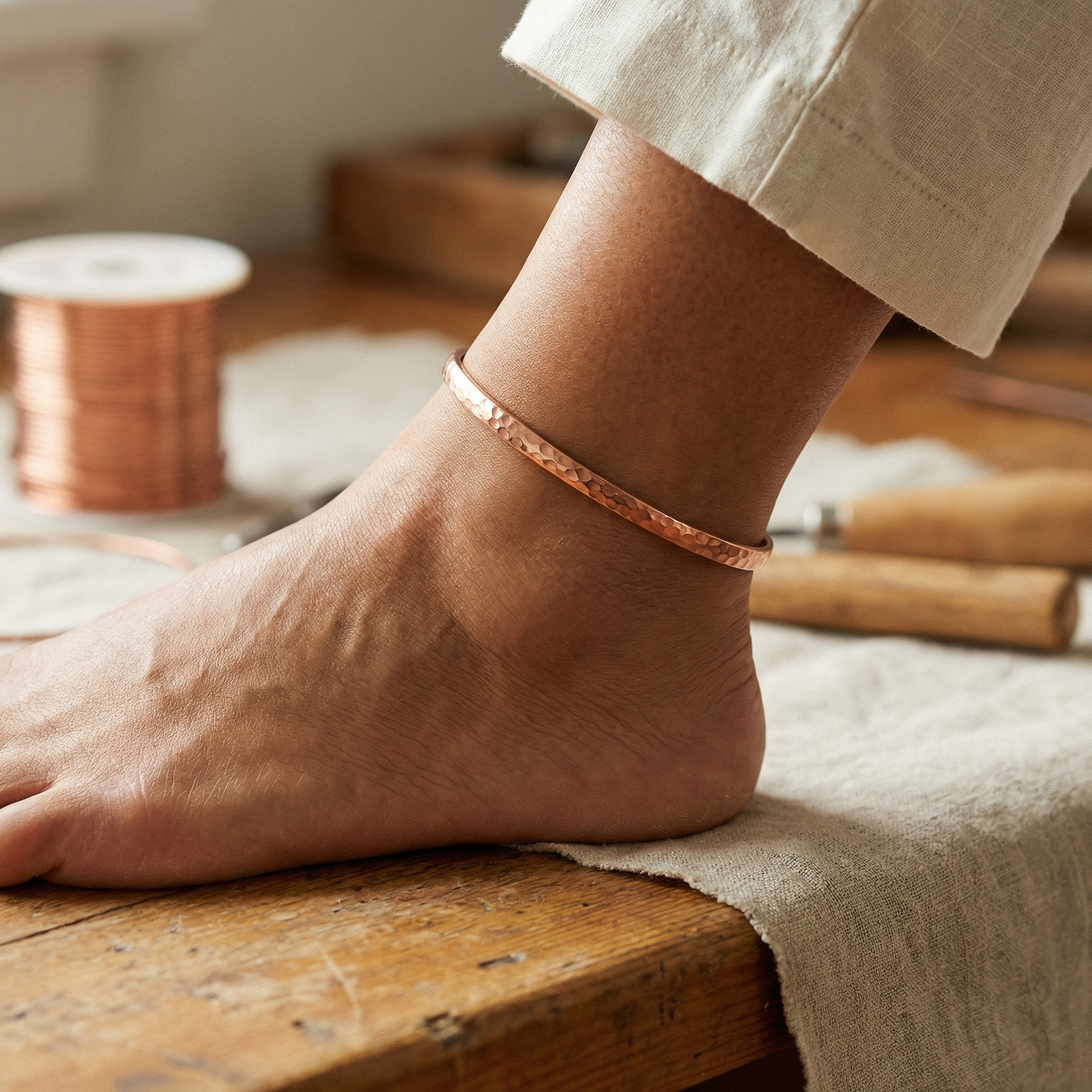 Vera's Sand Copper Anklet